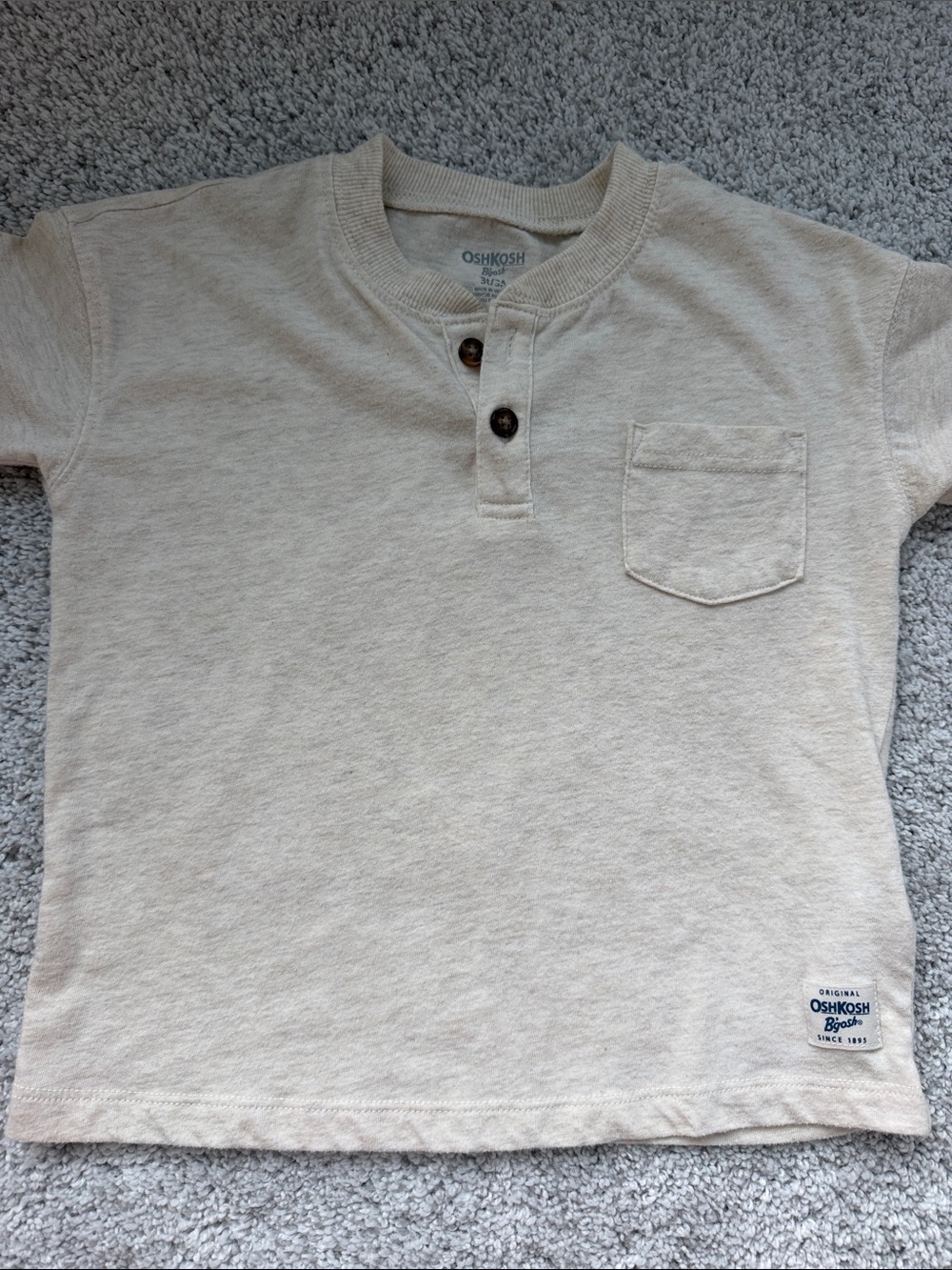 OshKosh B'gosh Cream Short Sleeve Henley Pocket Tee